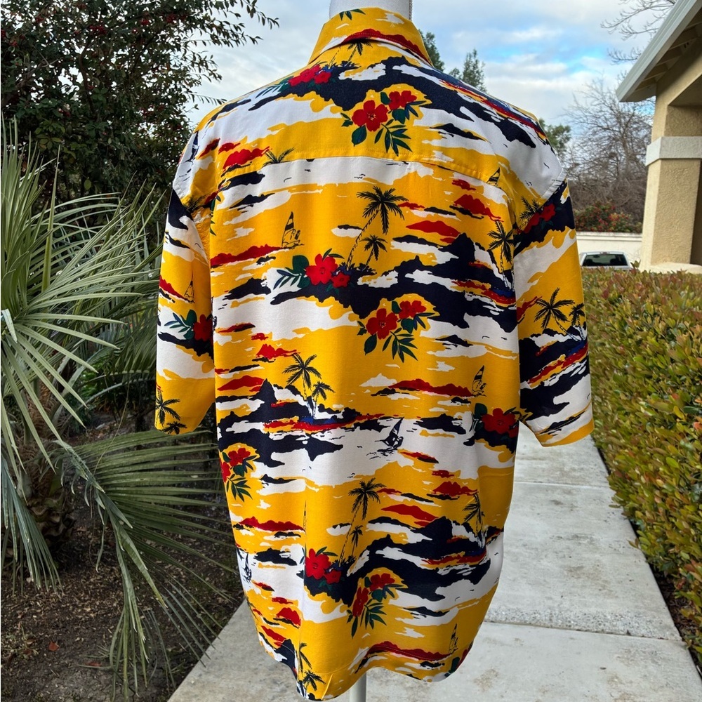 Bugle Boy Classics Women’s Tropical Yellow Hawaiian Shirt XL - Picture 2 of 12